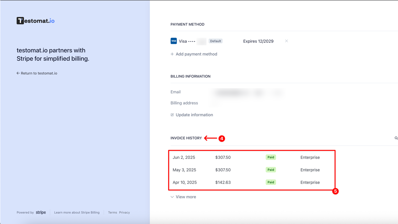 Invoice history